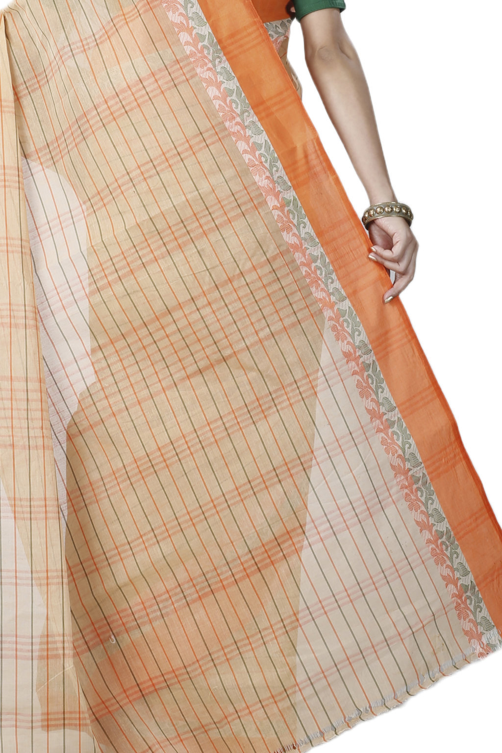 Orange Pure Cotton Subha Tant Saree (1085)